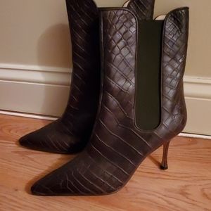 Manolo Blahnik Toialo crocodile alligator brown 42